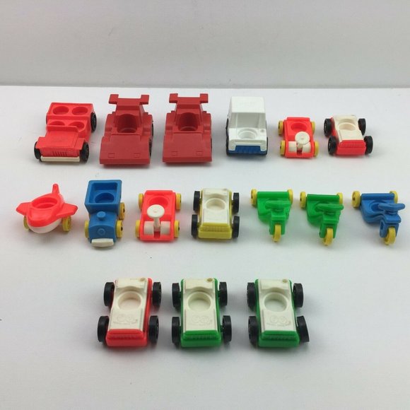 Vintage Fisher Price Race Cars Mail Truck Tricycle Airplane Train Transportation